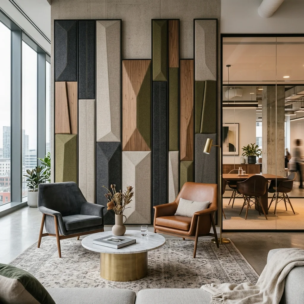 Panneaux acoustiques et tapisserie sur mesure